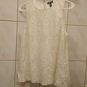 Cream/metallic gold sleeveless top